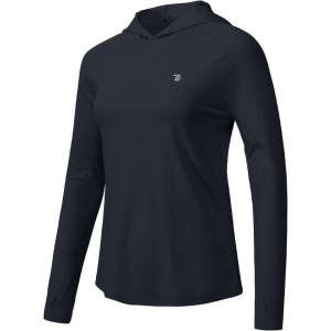 imageTBMPOY Womens UPF 50 Sun Protection Hoodie Shirt Long Sleeve Fishing Hiking Outdoor UV Shirt Lightweight1 Pocketnavy