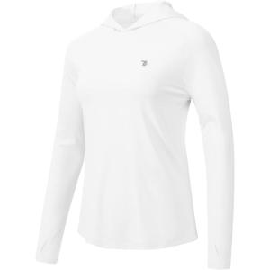 imageTBMPOY Womens UPF 50 Sun Protection Hoodie Shirt Long Sleeve Fishing Hiking Outdoor UV Shirt Lightweight1 Pocketwhite