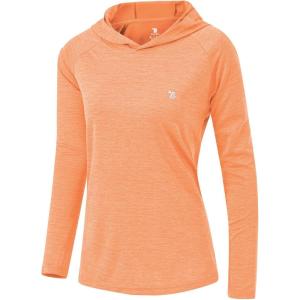 imageTBMPOY Womens UPF 50 Sun Protection Hoodie Shirt Long Sleeve Fishing Hiking Outdoor UV Shirt Lightweight10dark Orange