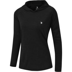 imageTBMPOY Womens UPF 50 Sun Protection Hoodie Shirt Long Sleeve Fishing Hiking Outdoor UV Shirt Lightweight12black