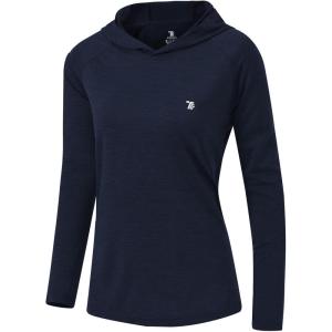 imageTBMPOY Womens UPF 50 Sun Protection Hoodie Shirt Long Sleeve Fishing Hiking Outdoor UV Shirt Lightweight14dark Navy