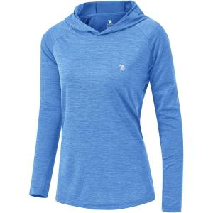 imageTBMPOY Womens UPF 50 Sun Protection Hoodie Shirt Long Sleeve Fishing Hiking Outdoor UV Shirt Lightweight19lake Blue
