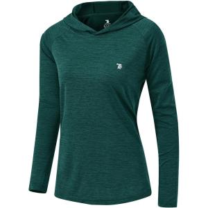 imageTBMPOY Womens UPF 50 Sun Protection Hoodie Shirt Long Sleeve Fishing Hiking Outdoor UV Shirt Lightweight1blackish Green