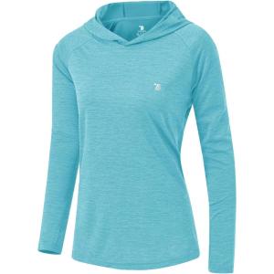 imageTBMPOY Womens UPF 50 Sun Protection Hoodie Shirt Long Sleeve Fishing Hiking Outdoor UV Shirt Lightweight5light Blue