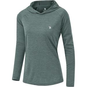 imageTBMPOY Womens UPF 50 Sun Protection Hoodie Shirt Long Sleeve Fishing Hiking Outdoor UV Shirt Lightweight6cyan