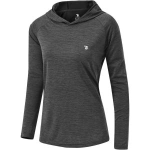 imageTBMPOY Womens UPF 50 Sun Protection Hoodie Shirt Long Sleeve Fishing Hiking Outdoor UV Shirt Lightweight8dark Grey
