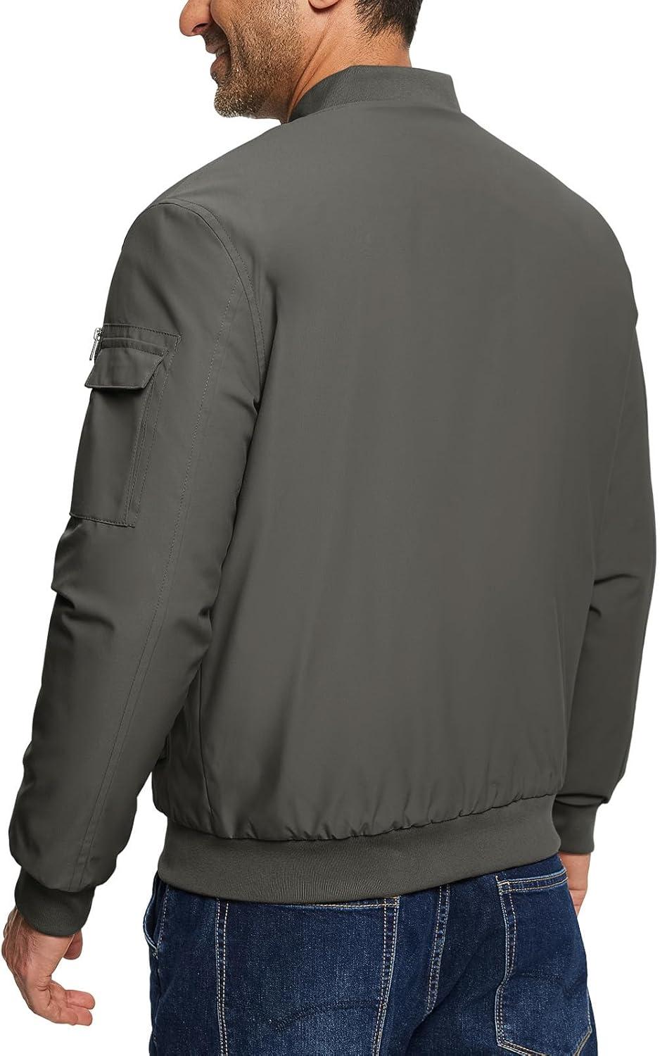 imageTBMPOY Mens Bomber Jacket Lightweight Winter Windbreaker Zip Up Padded Softshell Windproof WaterResistant Casual Fall Coat2dark Grey