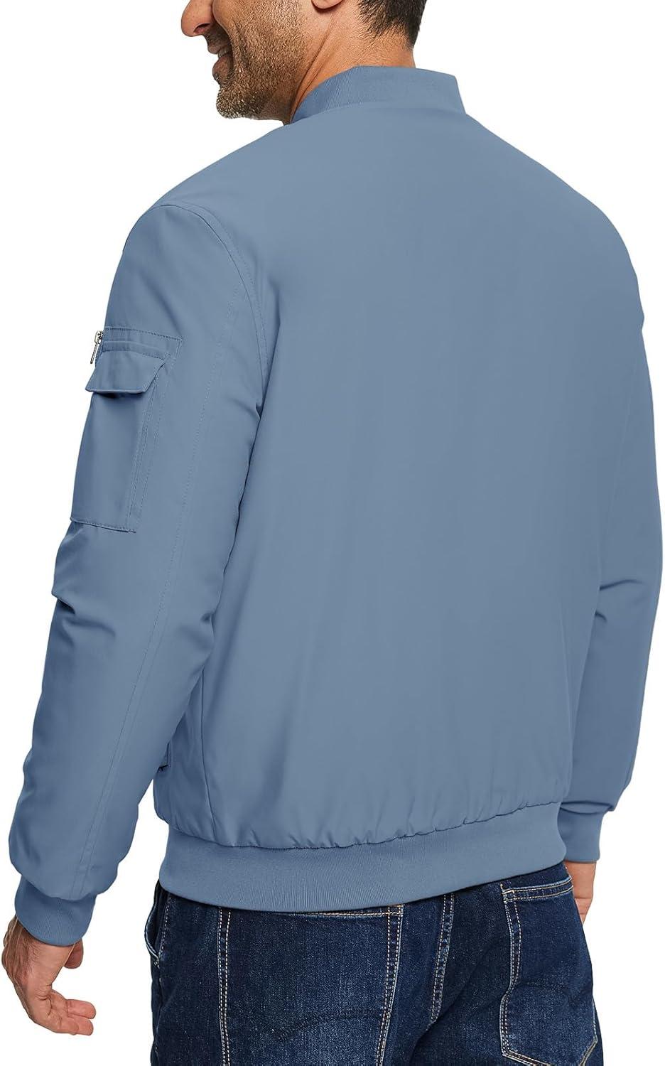 imageTBMPOY Mens Bomber Jacket Lightweight Winter Windbreaker Zip Up Padded Softshell Windproof WaterResistant Casual Fall Coat6stone Blue