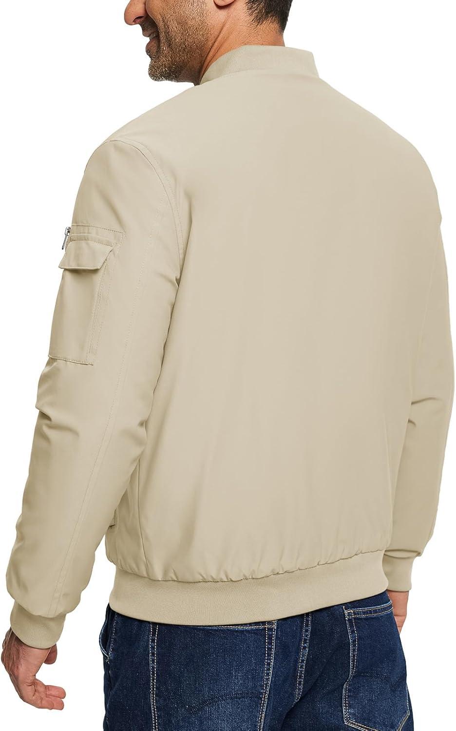 imageTBMPOY Mens Bomber Jacket Lightweight Winter Windbreaker Zip Up Padded Softshell Windproof WaterResistant Casual Fall Coat7lightweight Khaki