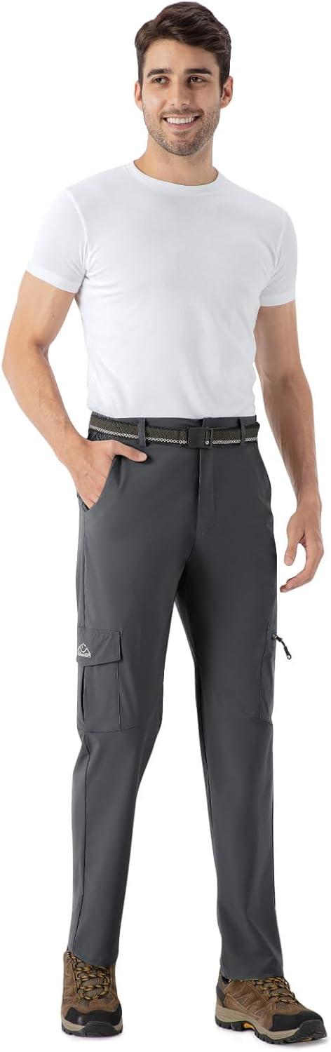 imageTBMPOY Mens Hiking Pants Lightweight 6 Cargo Pockets Quick Dry Water Resistant Outdoor Travel Work Fishing2dark Grey