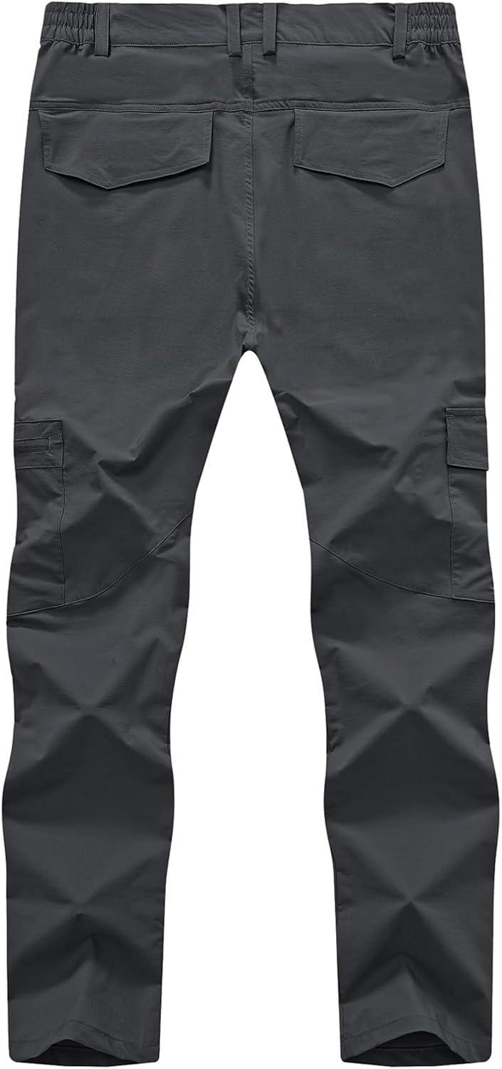 imageTBMPOY Mens Hiking Pants Lightweight 6 Cargo Pockets Quick Dry Water Resistant Outdoor Travel Work Fishing2dark Grey
