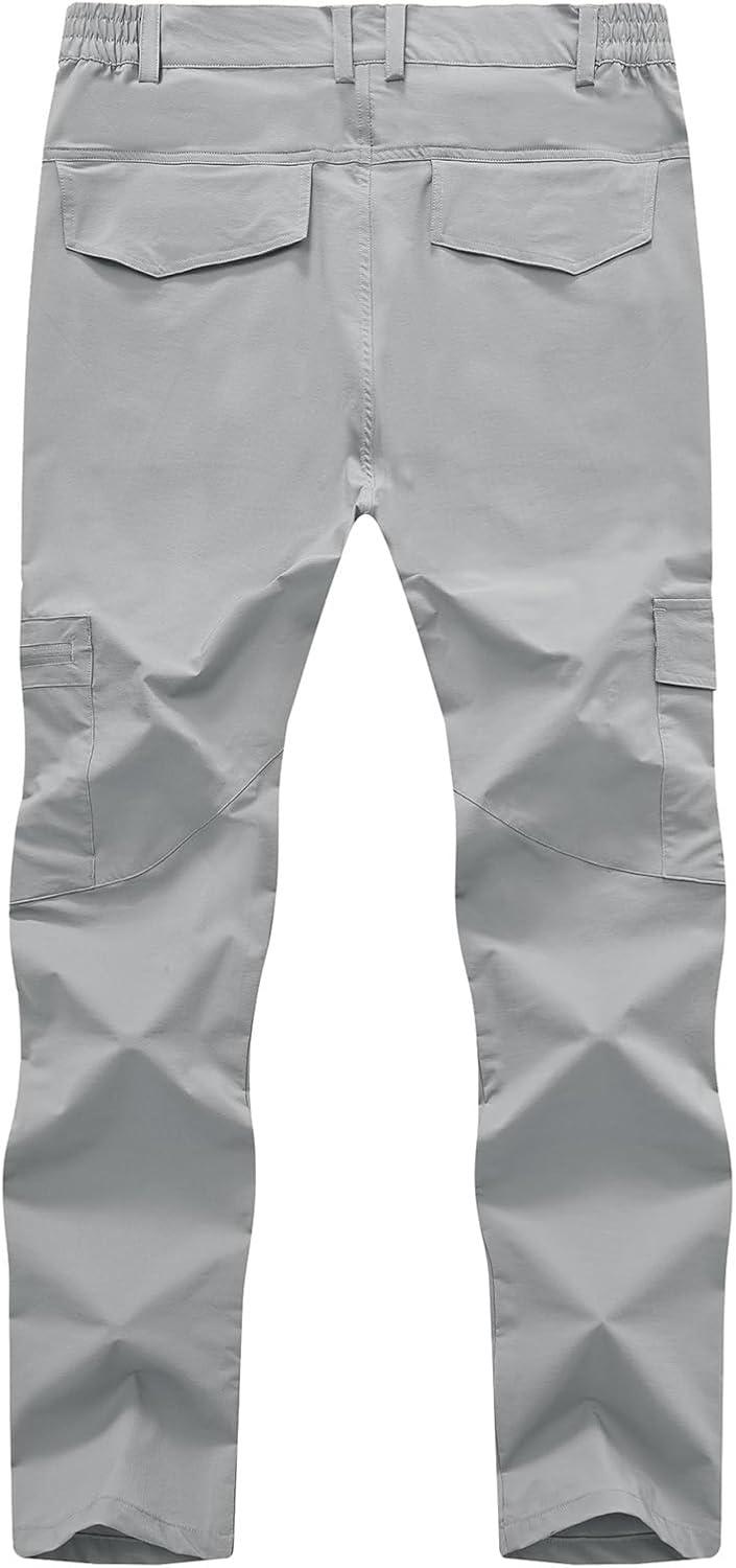 imageTBMPOY Mens Hiking Pants Lightweight 6 Cargo Pockets Quick Dry Water Resistant Outdoor Travel Work Fishing2light Grey