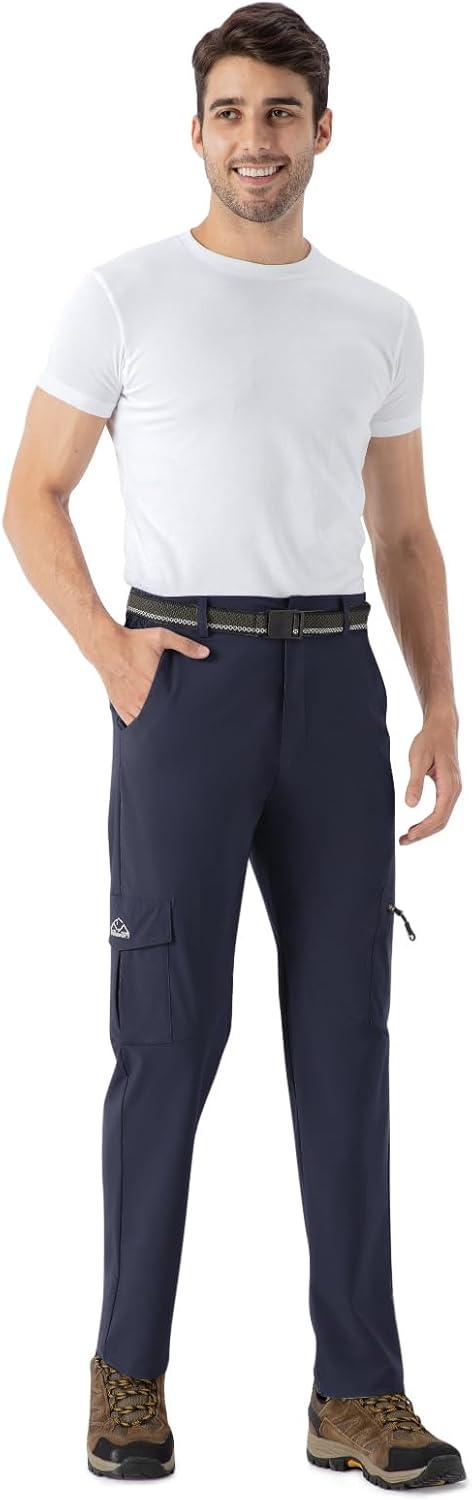 imageTBMPOY Mens Hiking Pants Lightweight 6 Cargo Pockets Quick Dry Water Resistant Outdoor Travel Work Fishing2navy