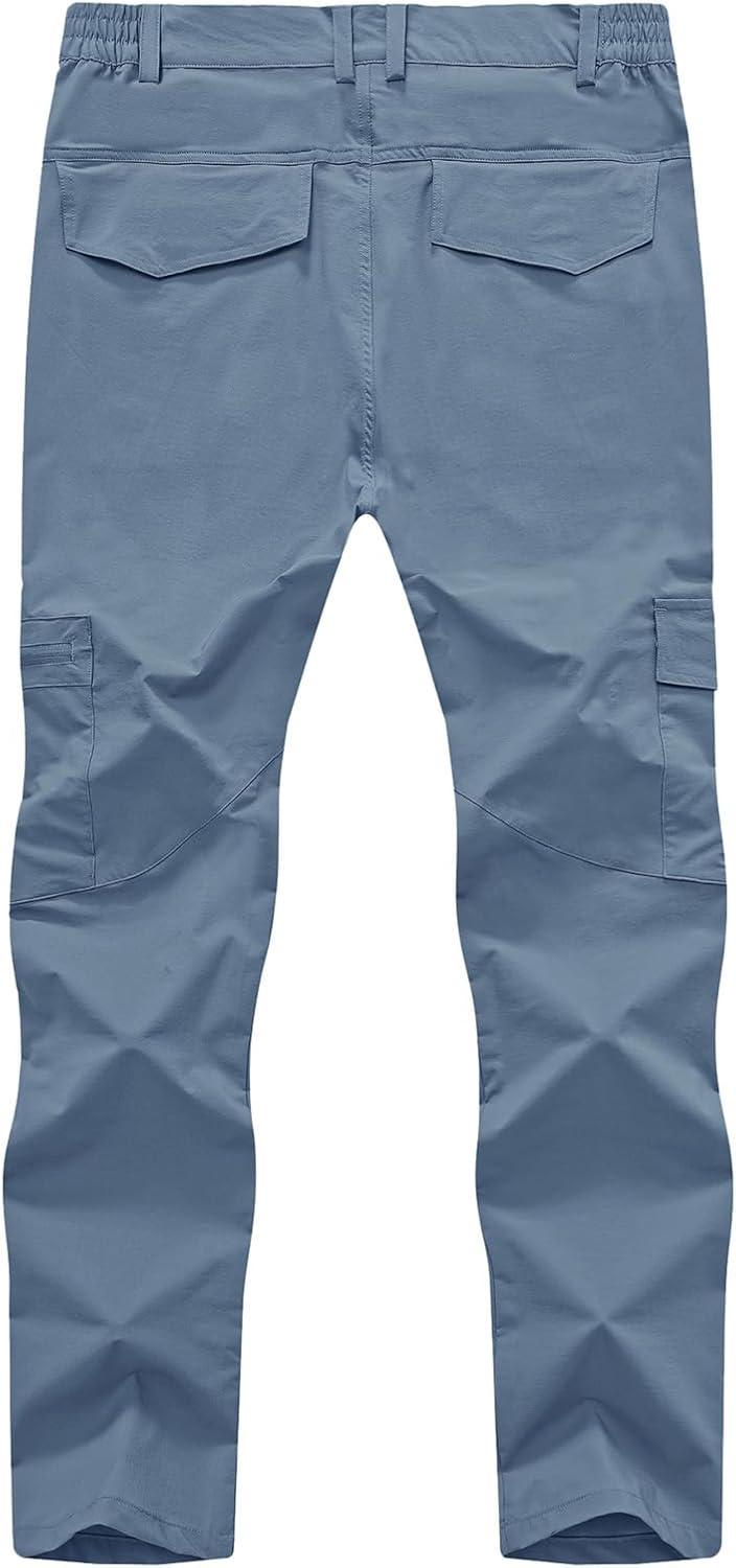 imageTBMPOY Mens Hiking Pants Lightweight 6 Cargo Pockets Quick Dry Water Resistant Outdoor Travel Work Fishing2stone Blue