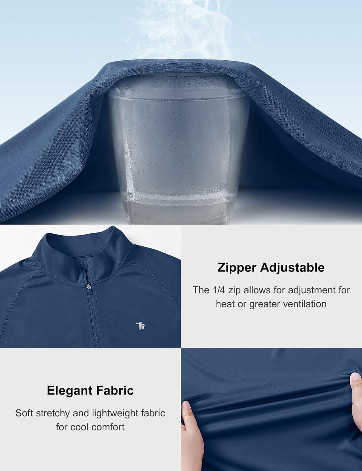 imageTBMPOY Mens Hiking Shirts 14 Zip Running Sun Protection Pullover Long Sleeve UPF 50 Lightweight Fishing Rash GuardBlue Grey1