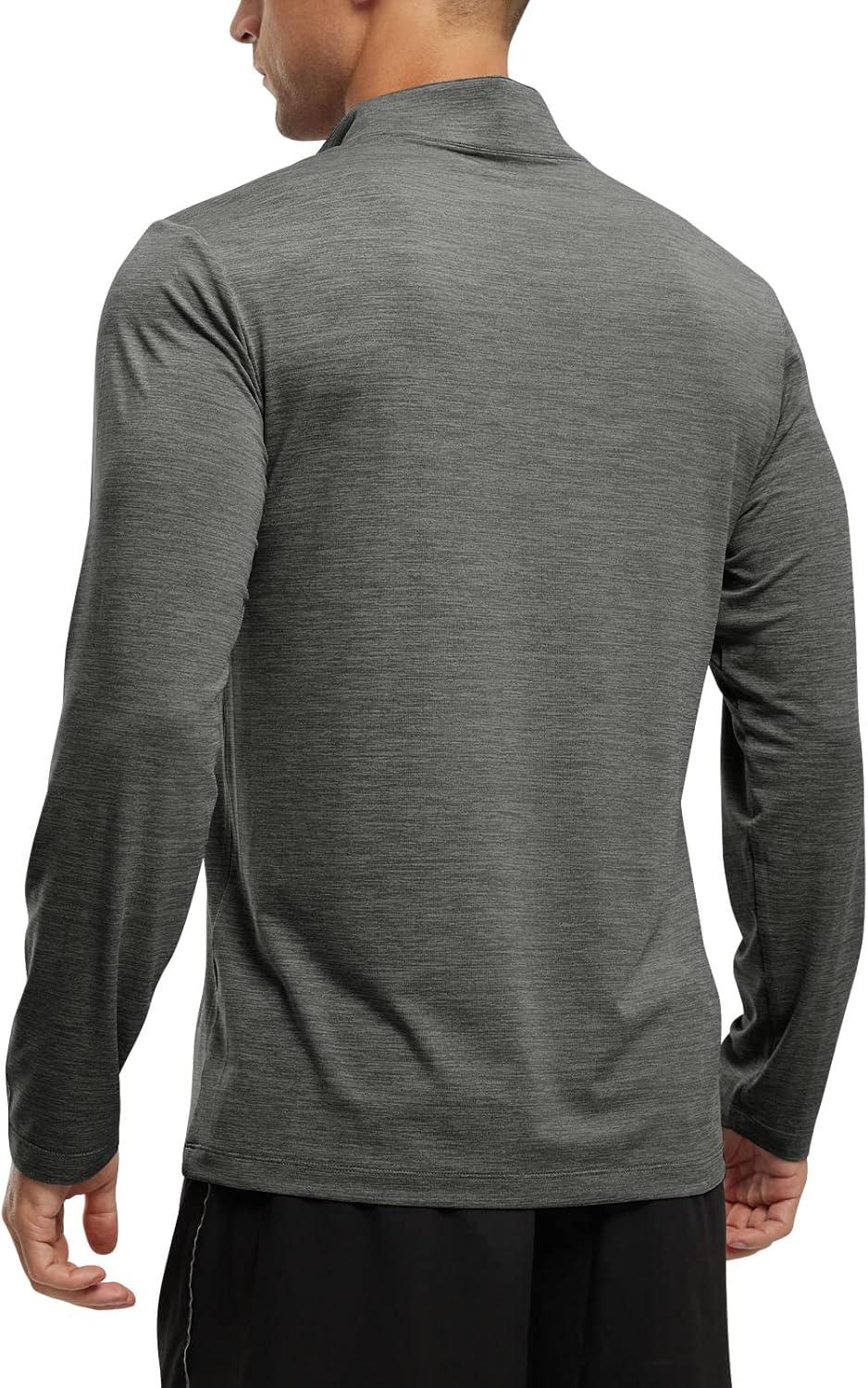 imageTBMPOY Mens Hiking Shirts 14 Zip Running Sun Protection Pullover Long Sleeve UPF 50 Lightweight Fishing Rash GuardDark Grey
