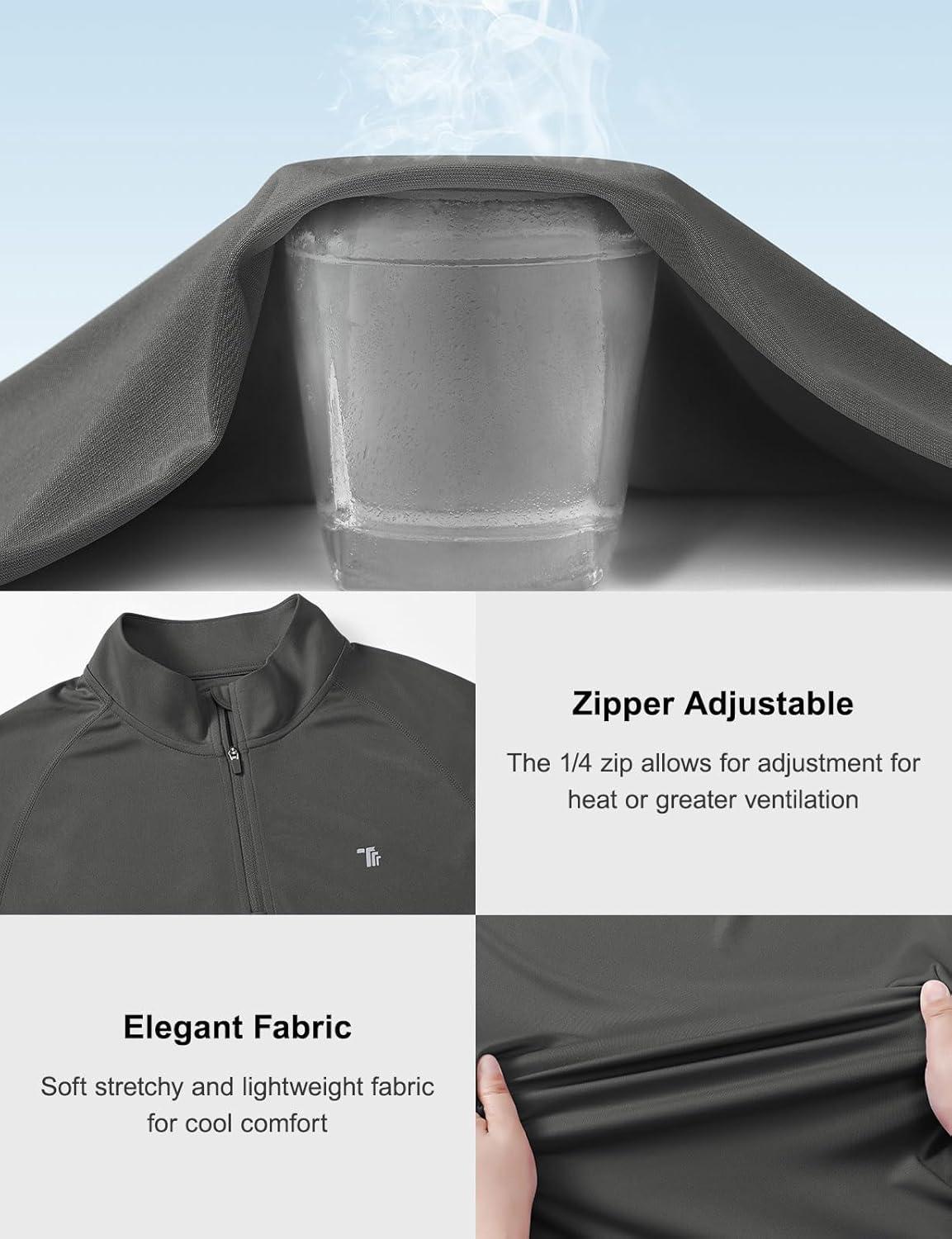imageTBMPOY Mens Hiking Shirts 14 Zip Running Sun Protection Pullover Long Sleeve UPF 50 Lightweight Fishing Rash GuardDark Grey1