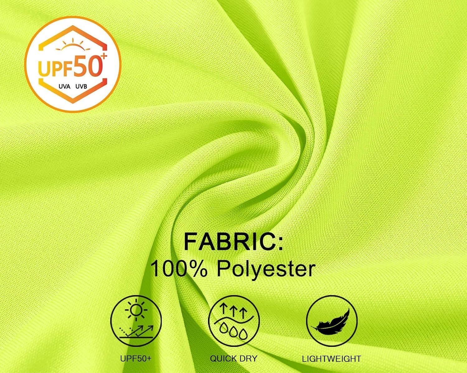 imageTBMPOY Mens Hiking Shirts 14 Zip Running Sun Protection Pullover Long Sleeve UPF 50 Lightweight Fishing Rash GuardFluorescent Green1