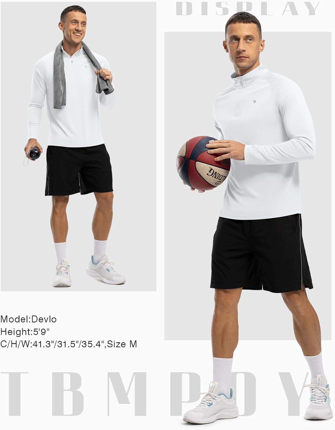 imageTBMPOY Mens Hiking Shirts 14 Zip Running Sun Protection Pullover Long Sleeve UPF 50 Lightweight Fishing Rash GuardWhite1