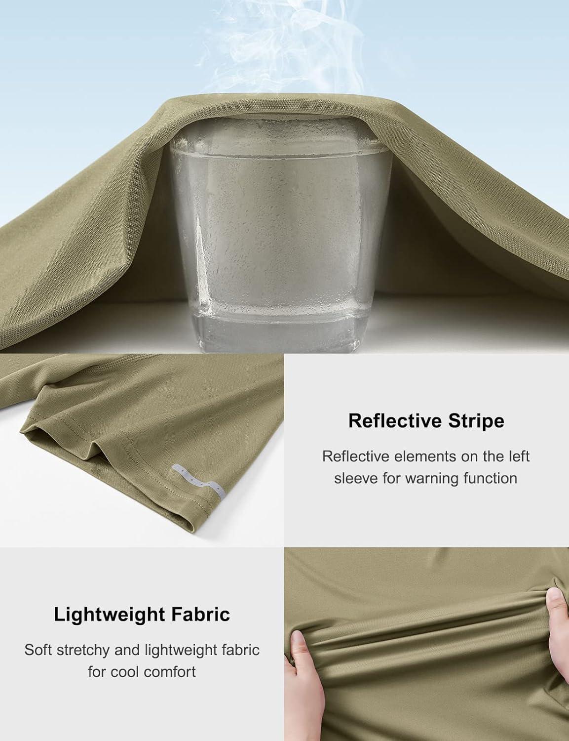 imageTBMPOY Mens Hiking Shirts Short Sleeve Athletic Dry Fit Waterproof Shirts Running Gym Active Performance T Shirts Khaki XL