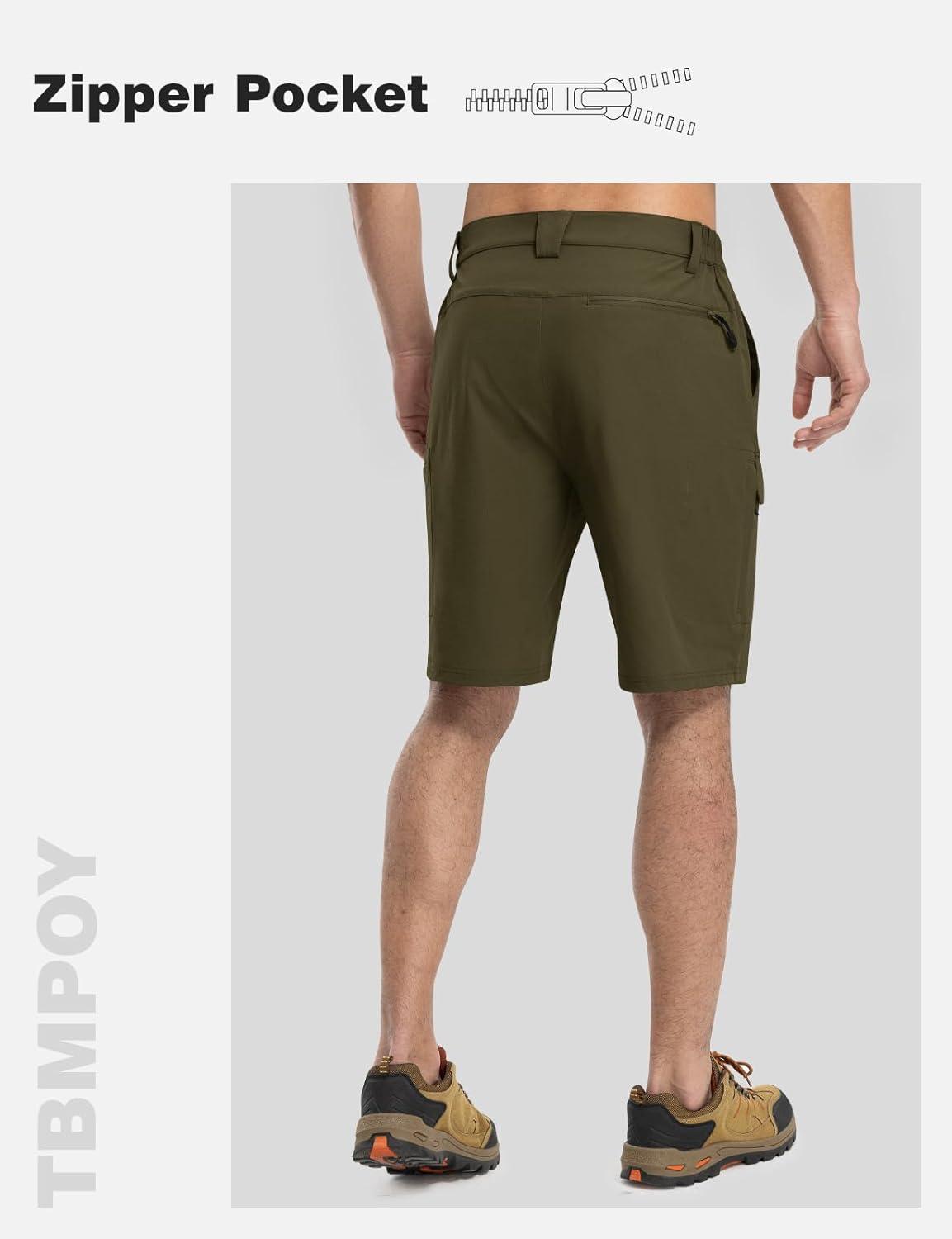 imageTBMPOY Mens Hiking Shorts Quick Dry 6 Cargo Pockets Water Resistants Stretch Shorts with PocketsArmy Green