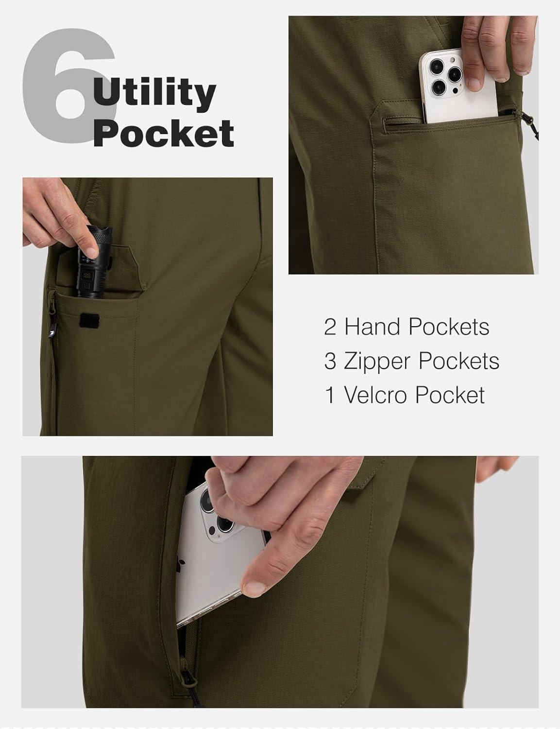 imageTBMPOY Mens Hiking Shorts Quick Dry 6 Cargo Pockets Water Resistants Stretch Shorts with PocketsArmy Green