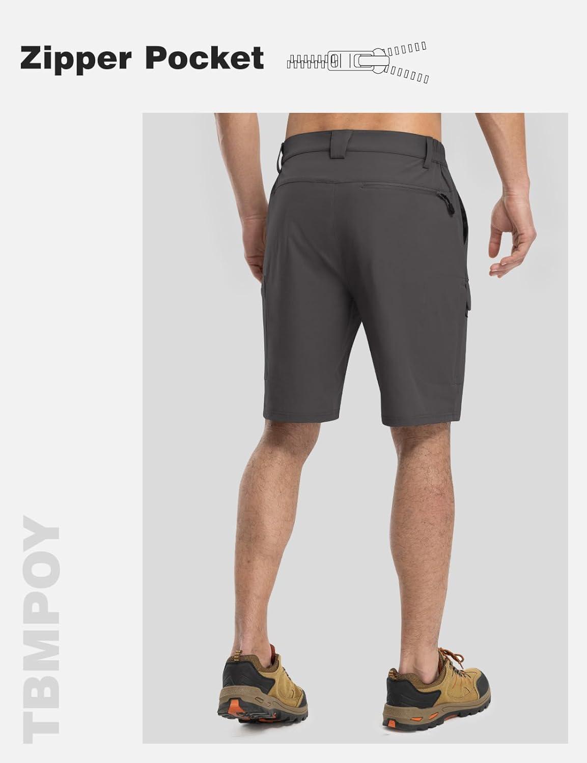 imageTBMPOY Mens Hiking Shorts Quick Dry 6 Cargo Pockets Water Resistants Stretch Shorts with PocketsDeep Gray