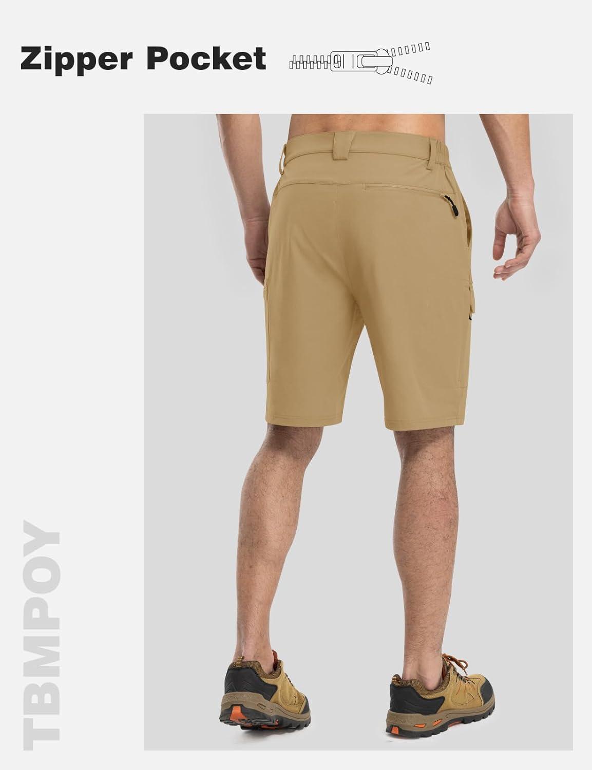 imageTBMPOY Mens Hiking Shorts Quick Dry 6 Cargo Pockets Water Resistants Stretch Shorts with PocketsKhaki