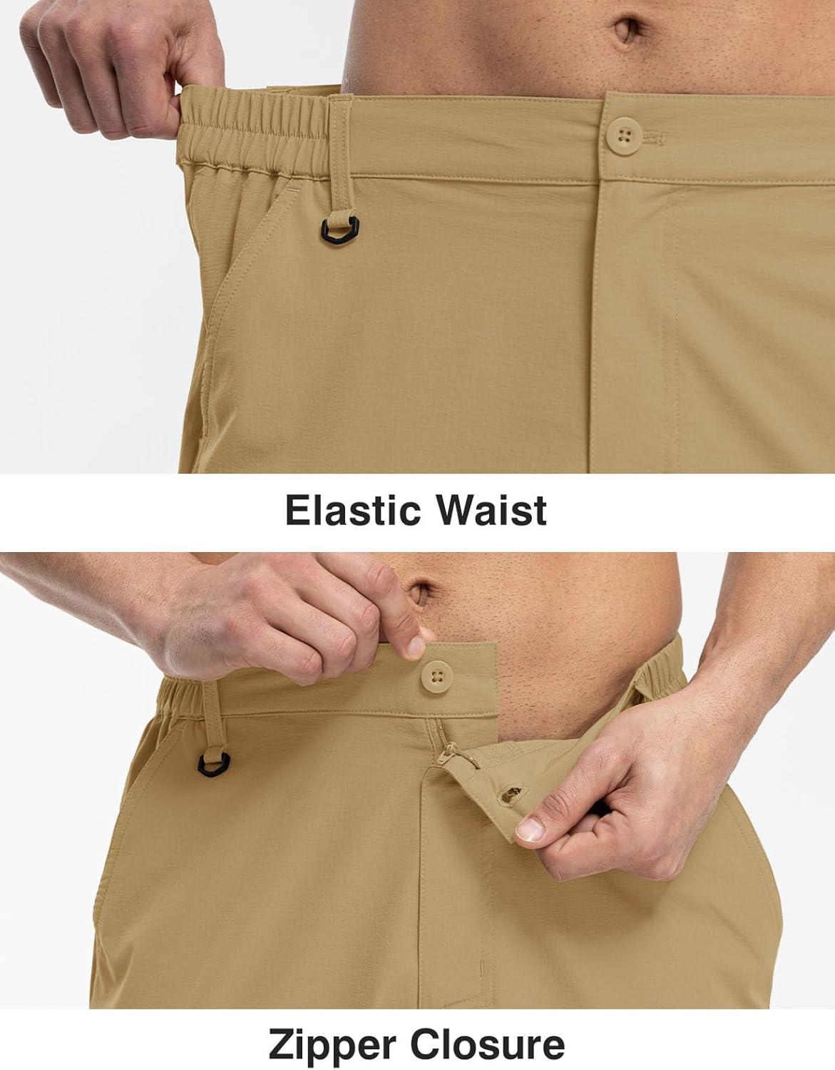 imageTBMPOY Mens Hiking Shorts Quick Dry 6 Cargo Pockets Water Resistants Stretch Shorts with PocketsKhaki