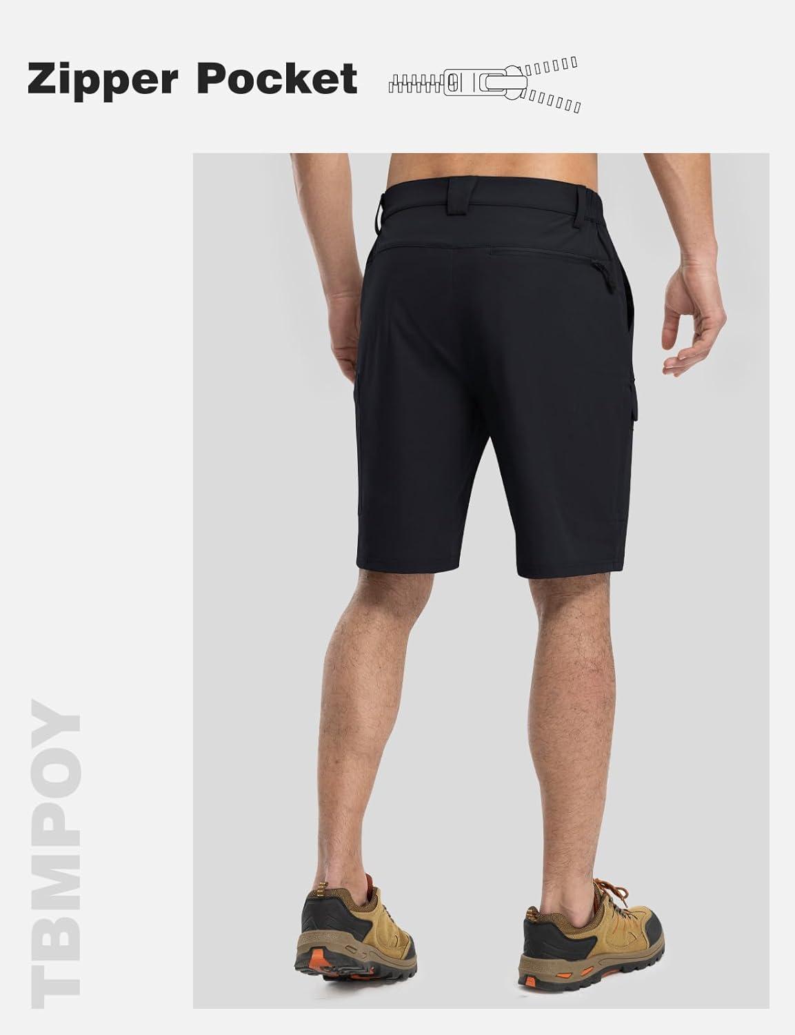 imageTBMPOY Mens Hiking Shorts Quick Dry 6 Cargo Pockets Water Resistants Stretch Shorts with PocketsNavy Blue