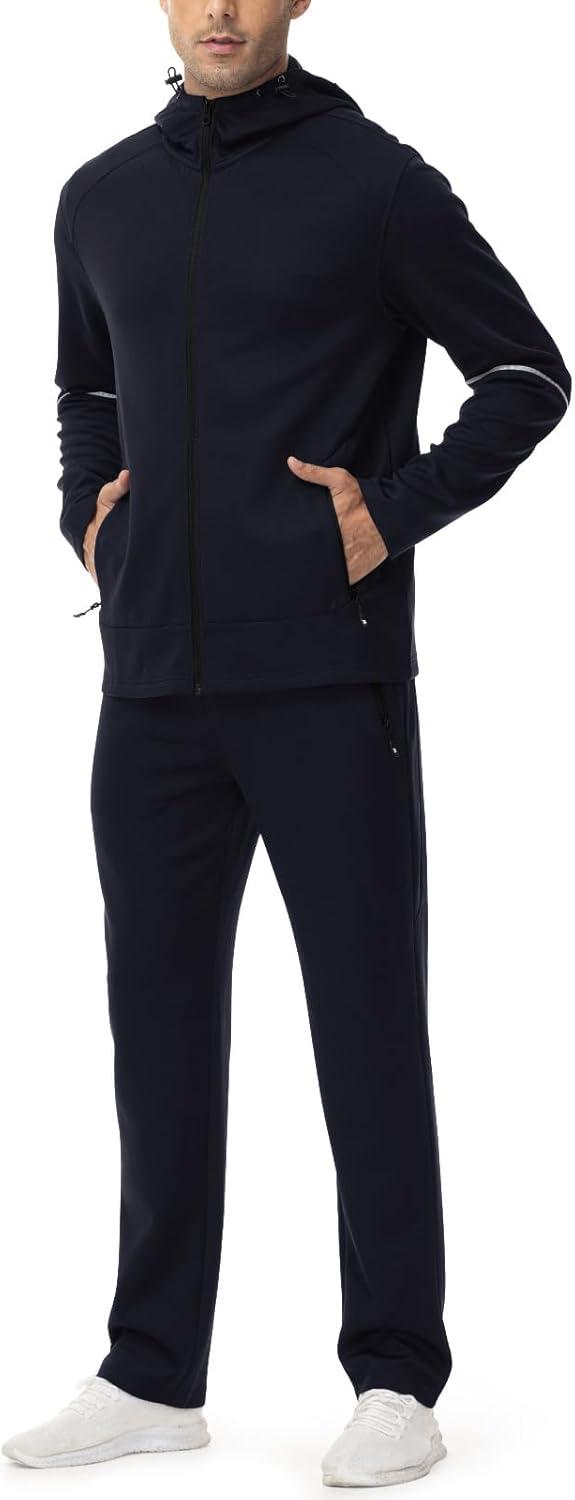 imageTBMPOY Mens Hooded Tracksuits Sweatsuits 2 Piece Sets Jogging Track Sweat Suit Workout Gym Warm Up Outfits with HoodieDark Blue