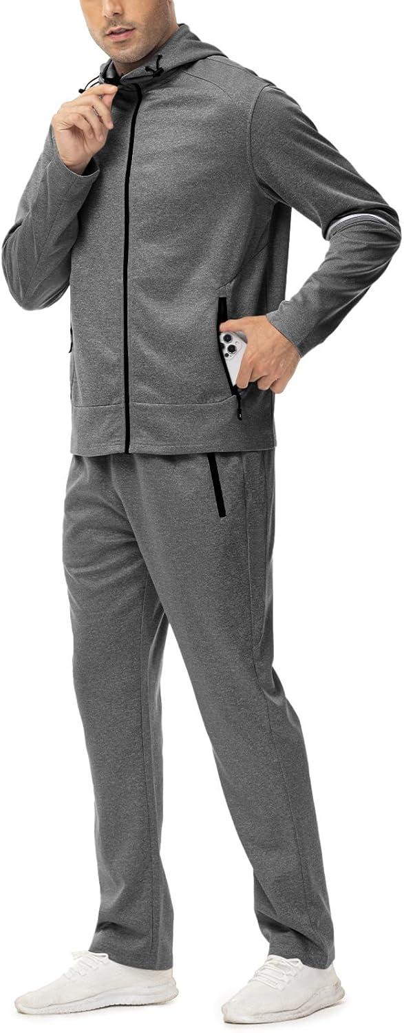 imageTBMPOY Mens Hooded Tracksuits Sweatsuits 2 Piece Sets Jogging Track Sweat Suit Workout Gym Warm Up Outfits with HoodieDark Gray