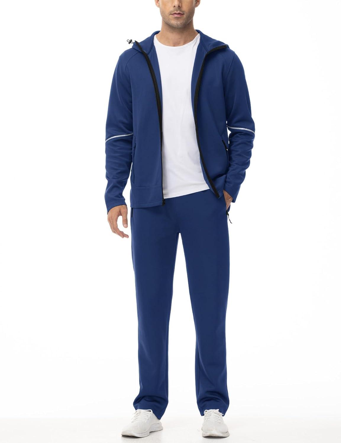 imageTBMPOY Mens Hooded Tracksuits Sweatsuits 2 Piece Sets Jogging Track Sweat Suit Workout Gym Warm Up Outfits with HoodieRoyal Blue