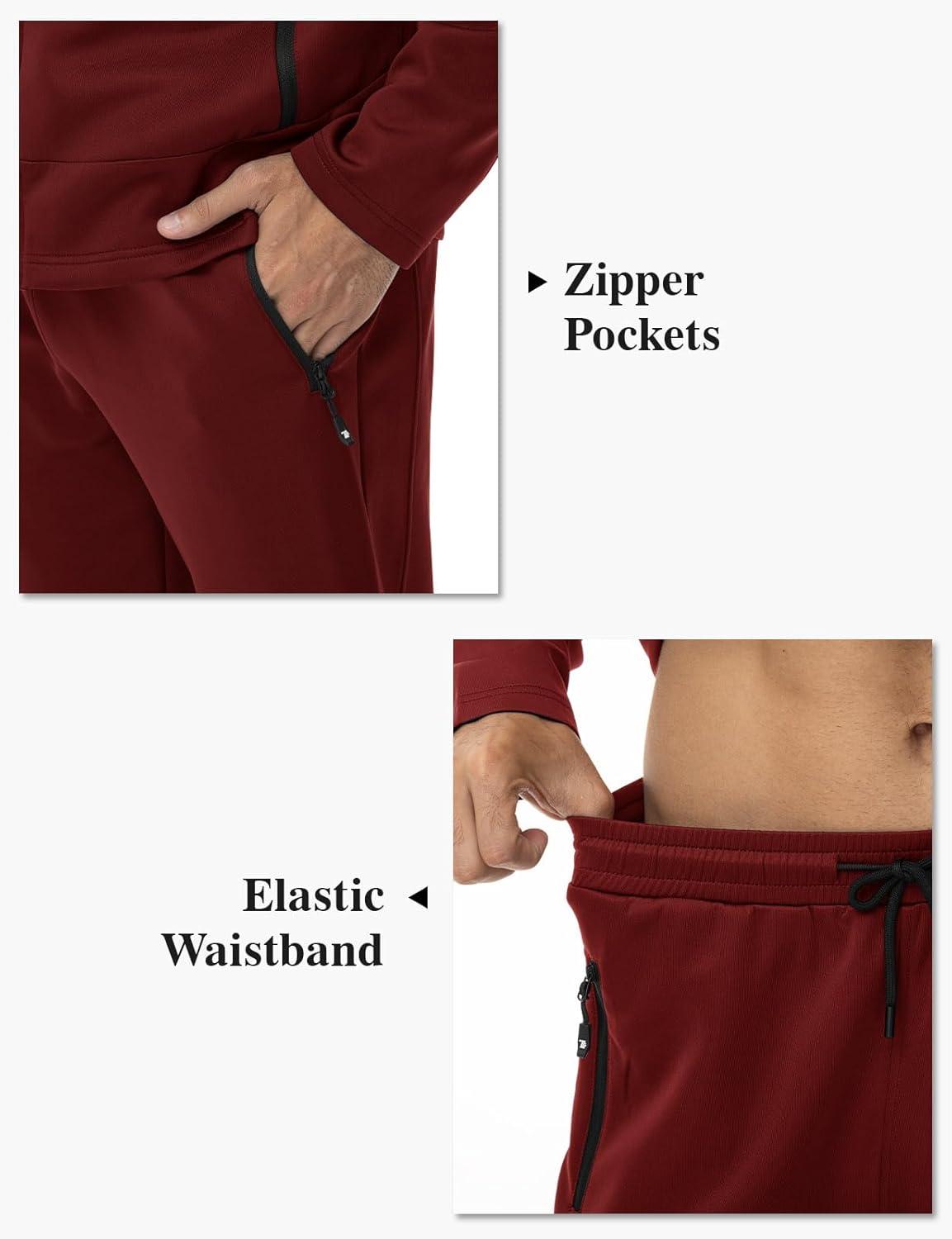 imageTBMPOY Mens Hooded Tracksuits Sweatsuits 2 Piece Sets Jogging Track Sweat Suit Workout Gym Warm Up Outfits with HoodieWine Red