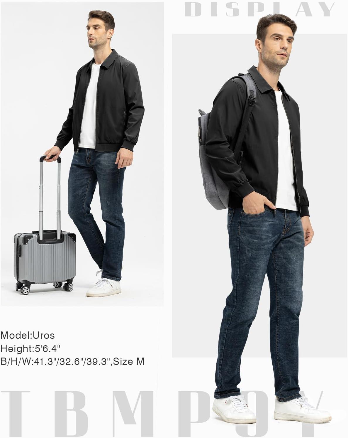 imageTBMPOY Mens Lightweight Jackets Casual Stylish Windbreakers for Men Light Track Jacket Laydown Collar Fall Golf CoatsBlack