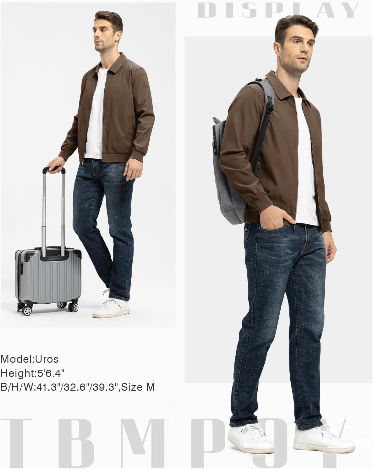 imageTBMPOY Mens Lightweight Jackets Casual Stylish Windbreakers for Men Light Track Jacket Laydown Collar Fall Golf CoatsDark Coffee
