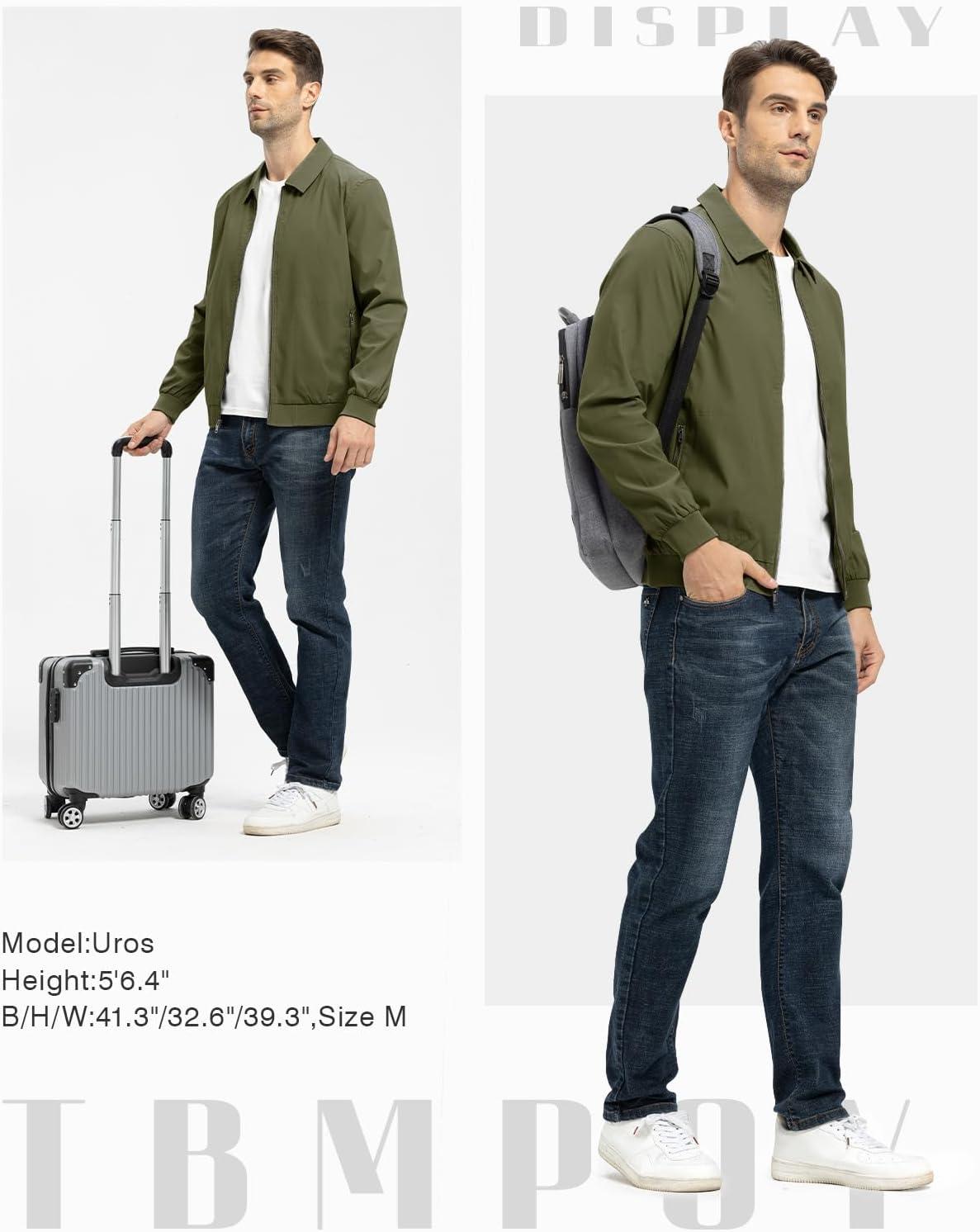 imageTBMPOY Mens Lightweight Jackets Casual Stylish Windbreakers for Men Light Track Jacket Laydown Collar Fall Golf CoatsGreen