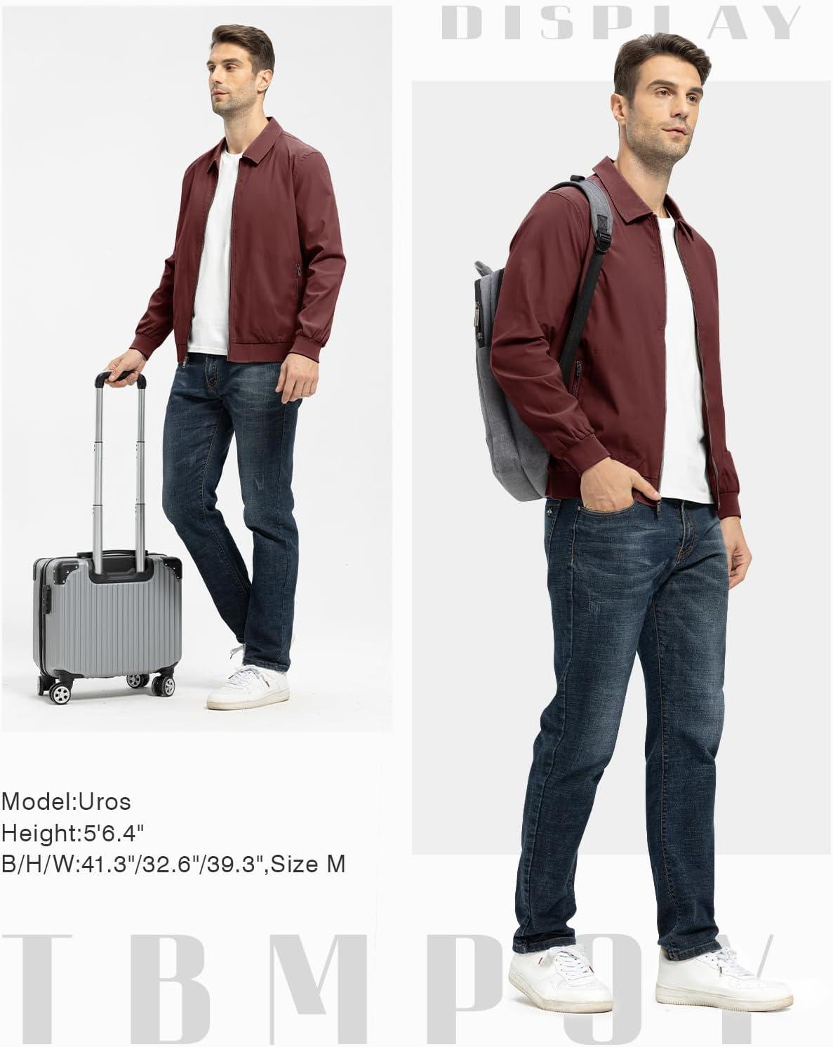 imageTBMPOY Mens Lightweight Jackets Casual Stylish Windbreakers for Men Light Track Jacket Laydown Collar Fall Golf CoatsWine Red