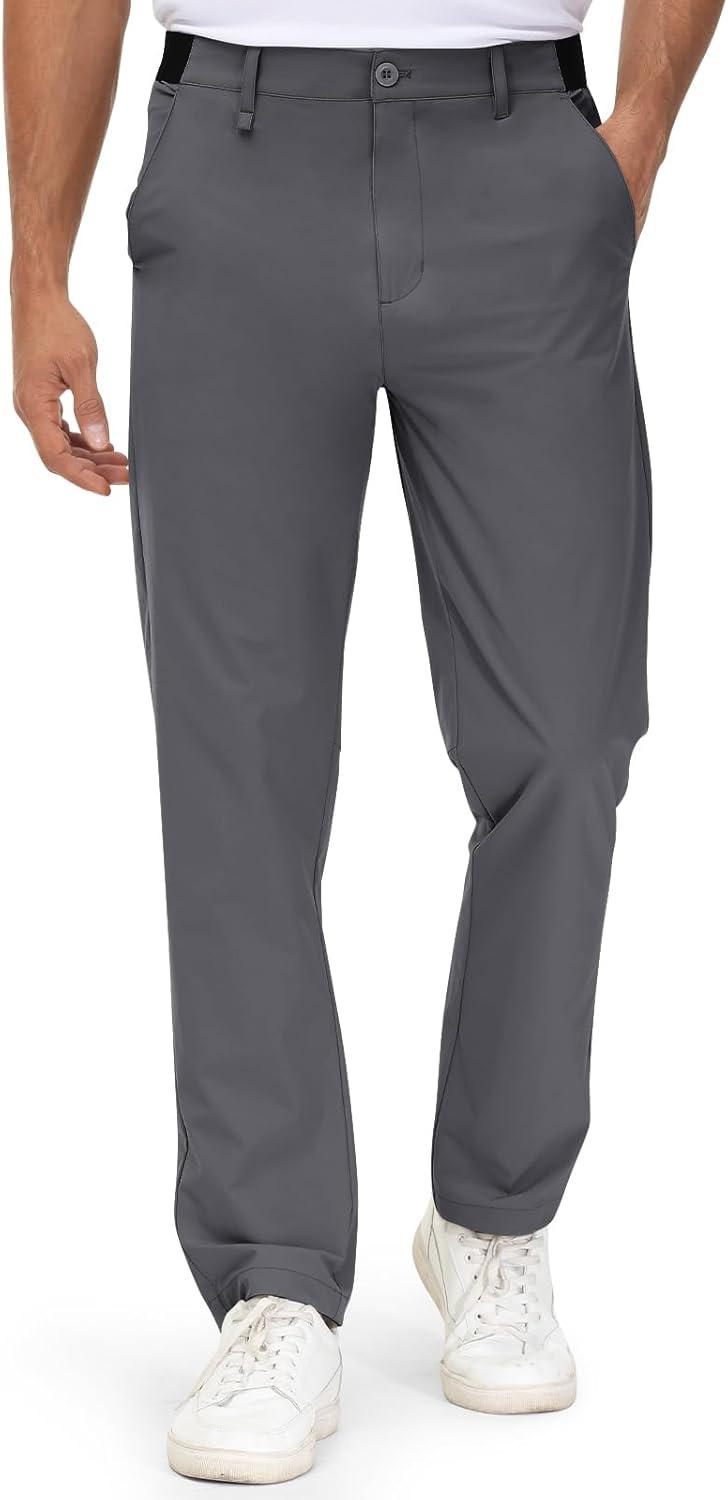 imageTBMPOY Mens Stretch Golf Pants with 4 Pockets Quick Dry Lightweight Summer Work Casual Pant Trousers for Men Travel Dark Grey 34