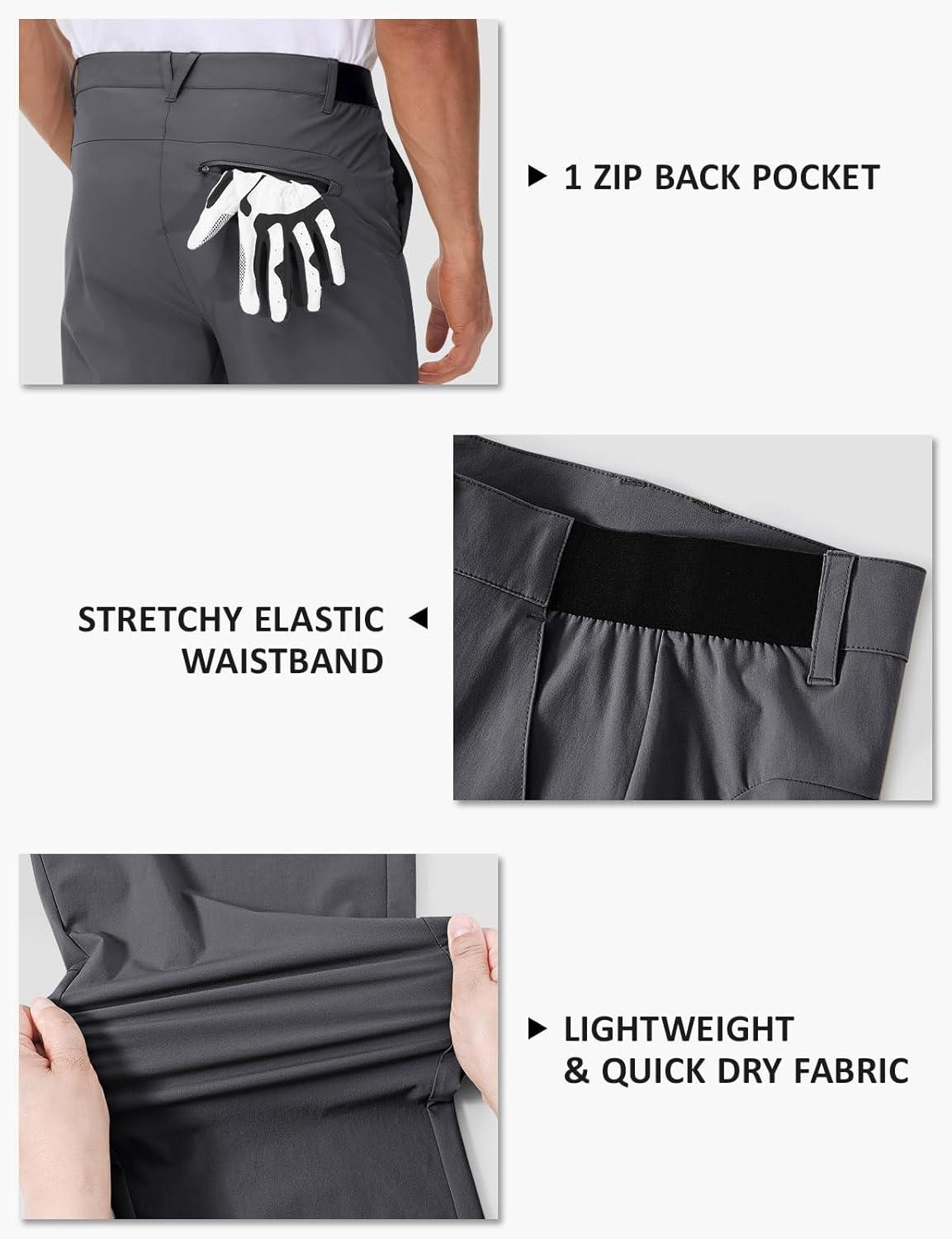 imageTBMPOY Mens Stretch Golf Pants with 4 Pockets Quick Dry Lightweight Summer Work Casual Pant Trousers for Men Travel Dark Grey 34