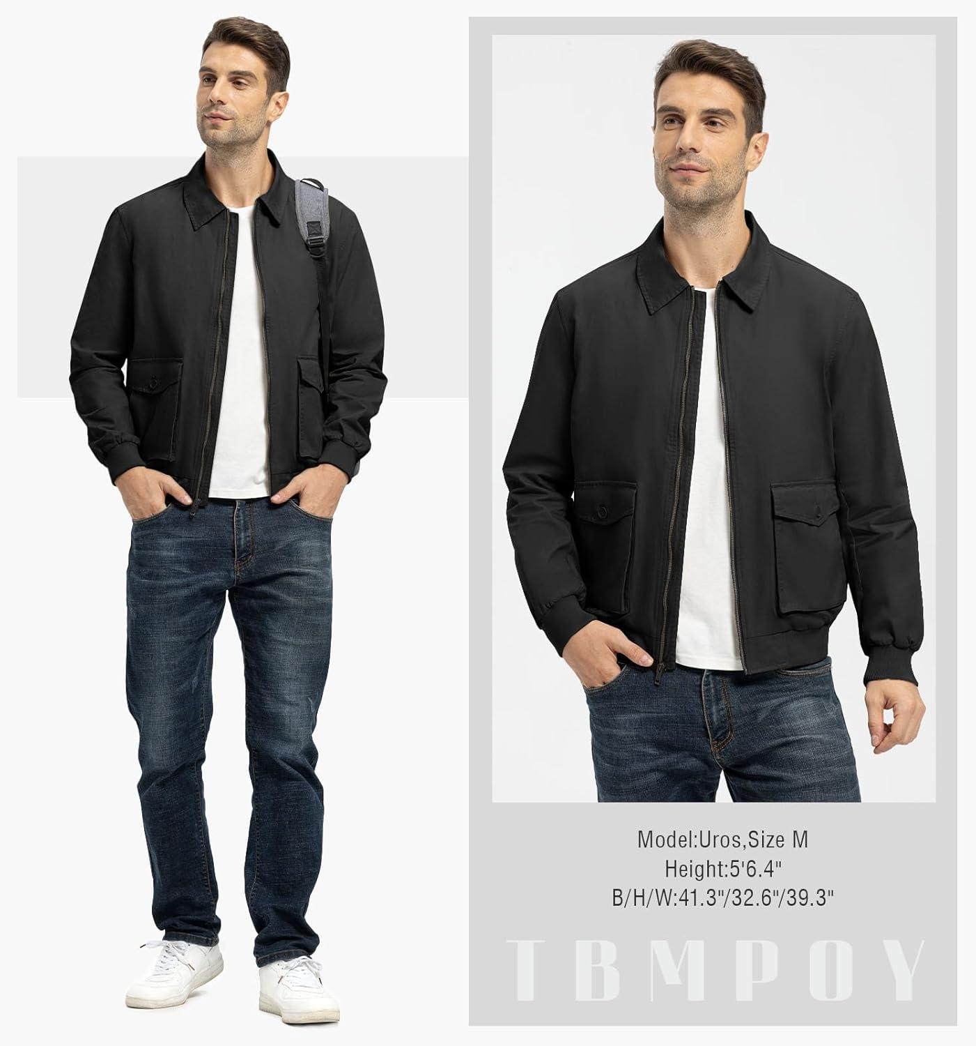 imageTBMPOY Mens Work Jackets Cotton Fall Coats Full Zip Warm Windbreaker Spring Collar Jacket Casual Work OutwearBlacklight