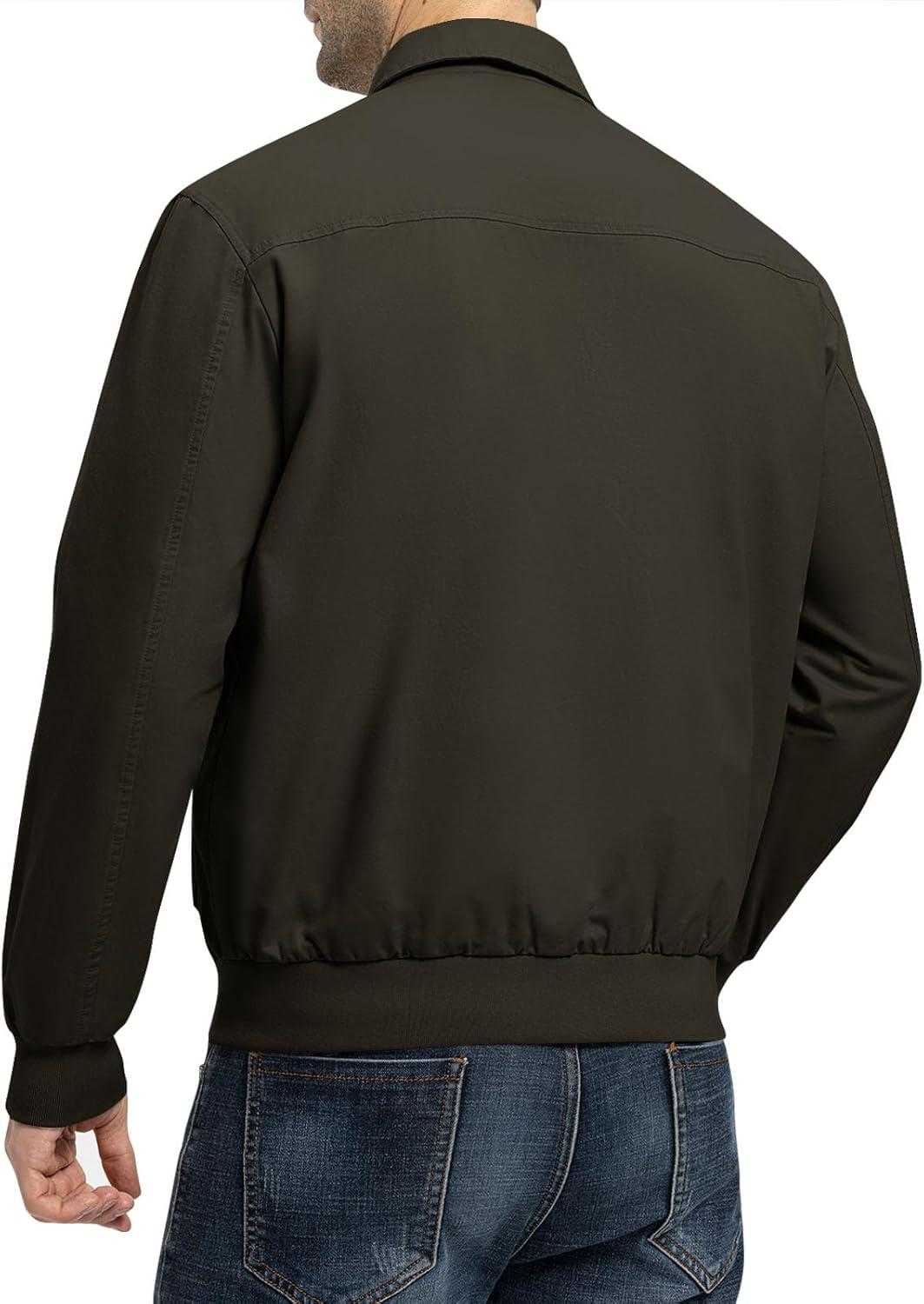 imageTBMPOY Mens Work Jackets Cotton Fall Coats Full Zip Warm Windbreaker Spring Collar Jacket Casual Work OutwearDark Brownlight