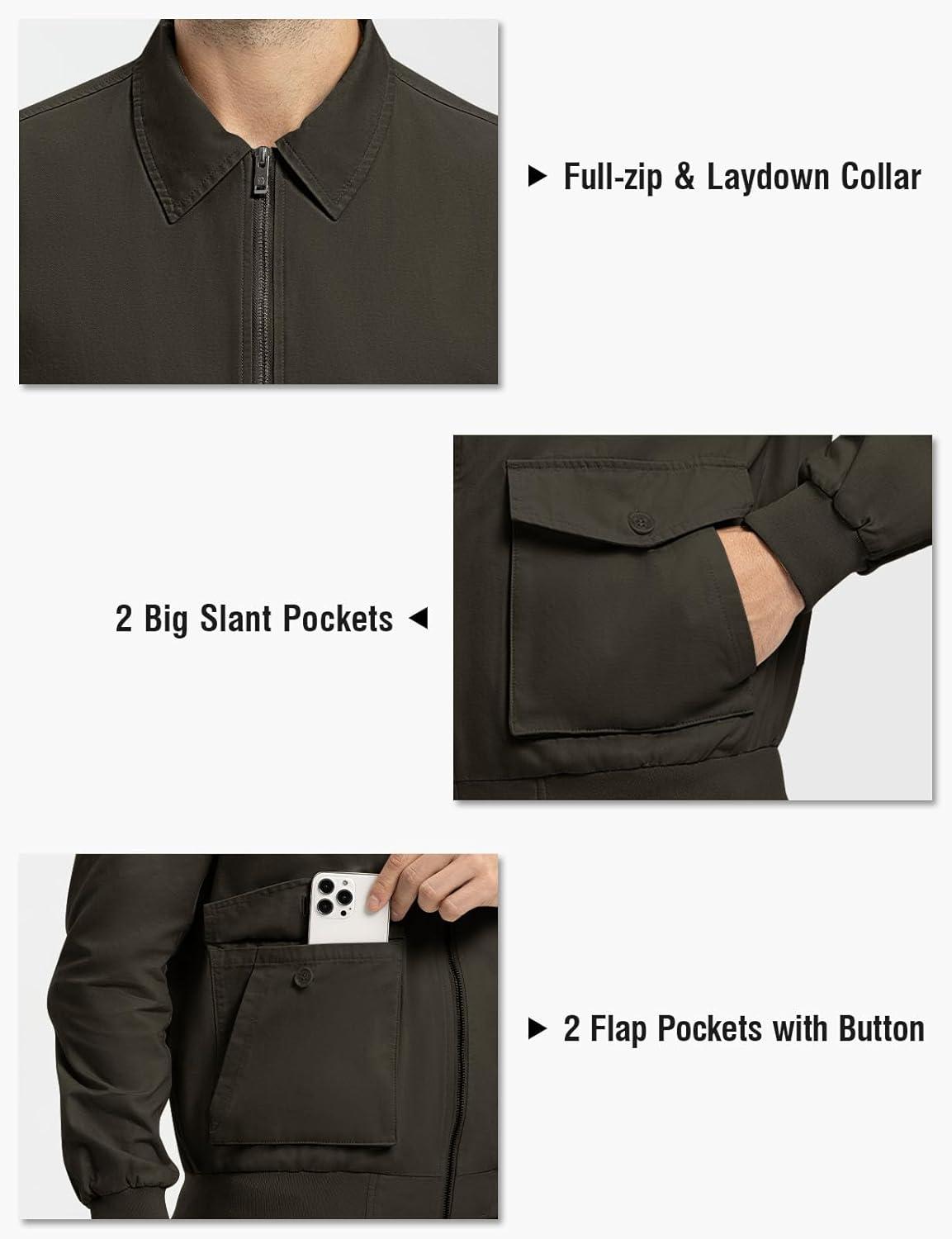 imageTBMPOY Mens Work Jackets Cotton Fall Coats Full Zip Warm Windbreaker Spring Collar Jacket Casual Work OutwearDark Brownlight