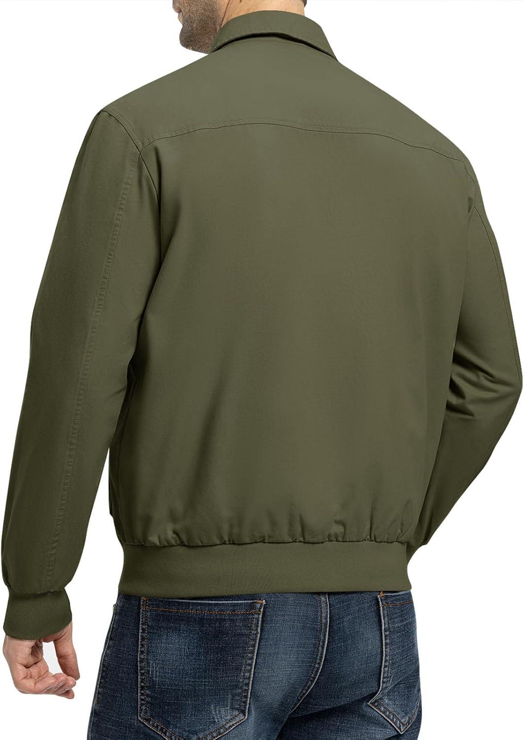 imageTBMPOY Mens Work Jackets Cotton Fall Coats Full Zip Warm Windbreaker Spring Collar Jacket Casual Work OutwearGreenlight
