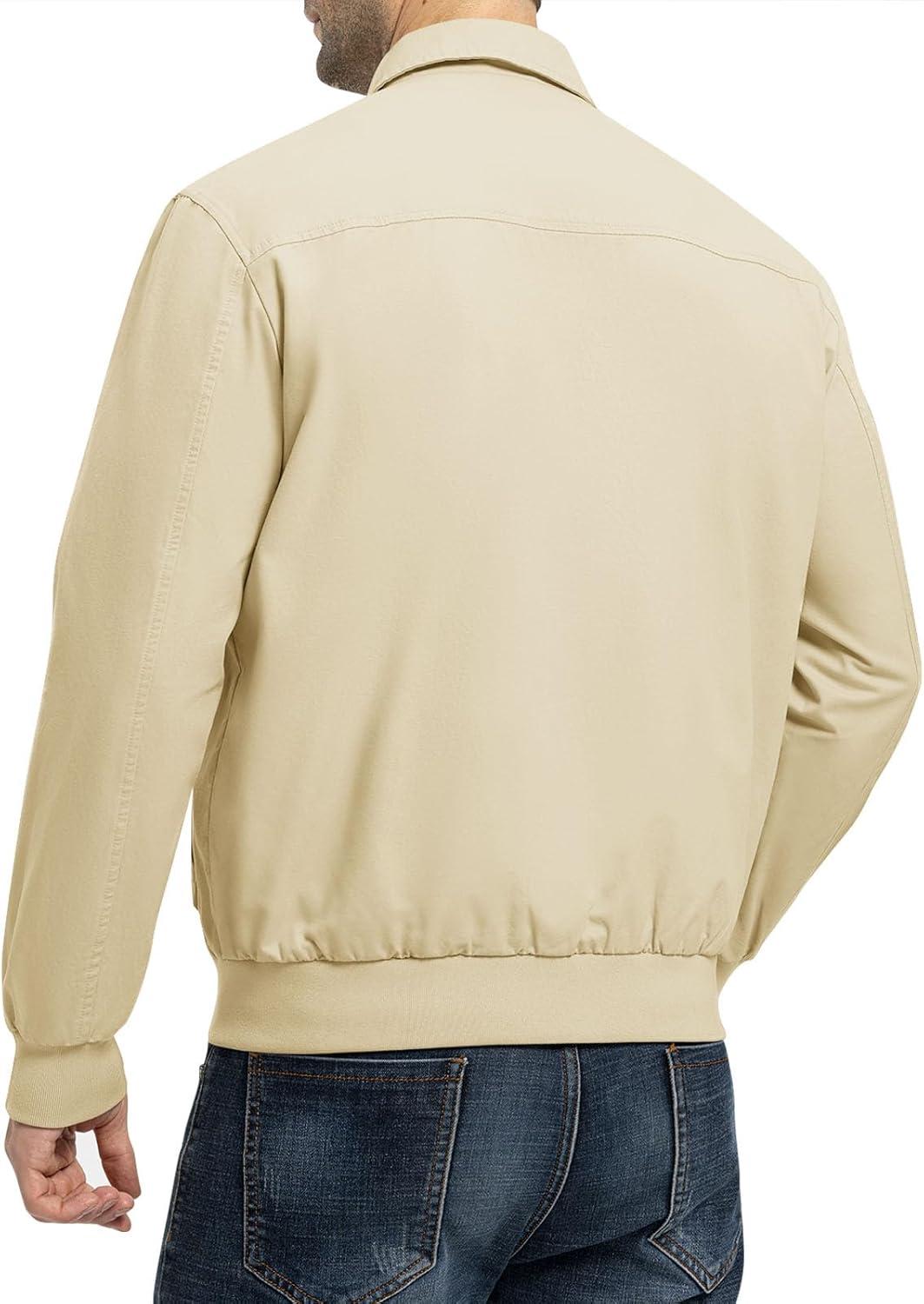 imageTBMPOY Mens Work Jackets Cotton Fall Coats Full Zip Warm Windbreaker Spring Collar Jacket Casual Work OutwearLight Khakilight