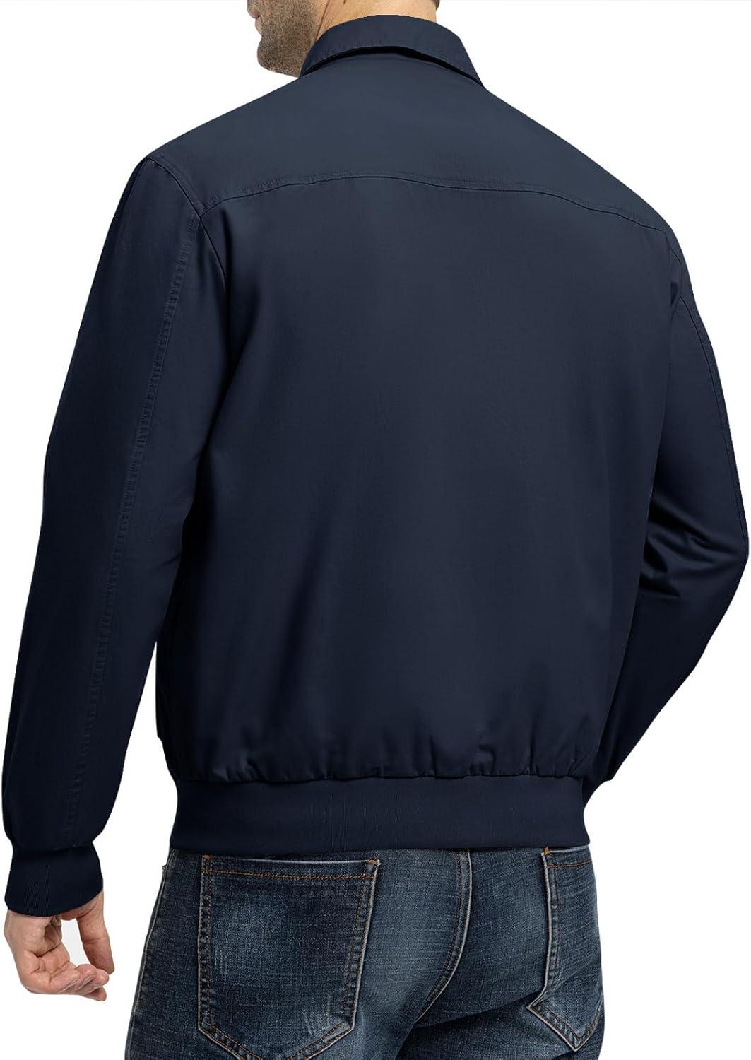 imageTBMPOY Mens Work Jackets Cotton Fall Coats Full Zip Warm Windbreaker Spring Collar Jacket Casual Work OutwearNavylight
