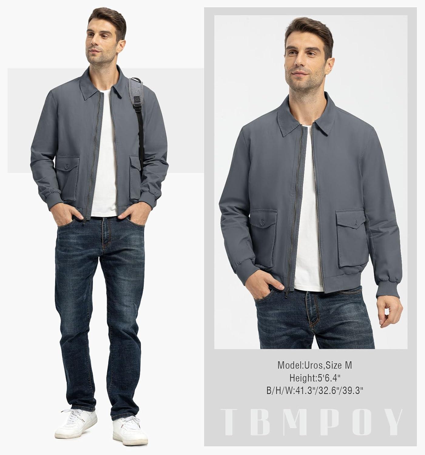 imageTBMPOY Mens Work Jackets Cotton Fall Coats Full Zip Warm Windbreaker Spring Collar Jacket Casual Work OutwearSteel Greylight