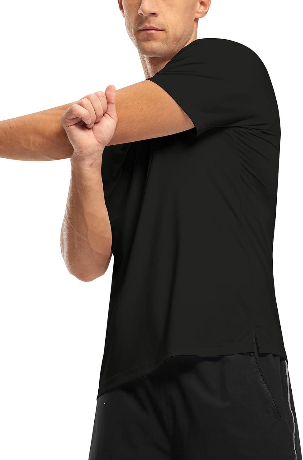 imageTBMPOY Mens Workout Dry Fit TShirt Quick Dry UPF 50 Athletic Shirt Moisture Wicking Lightweight Top Running ActivewearBlack