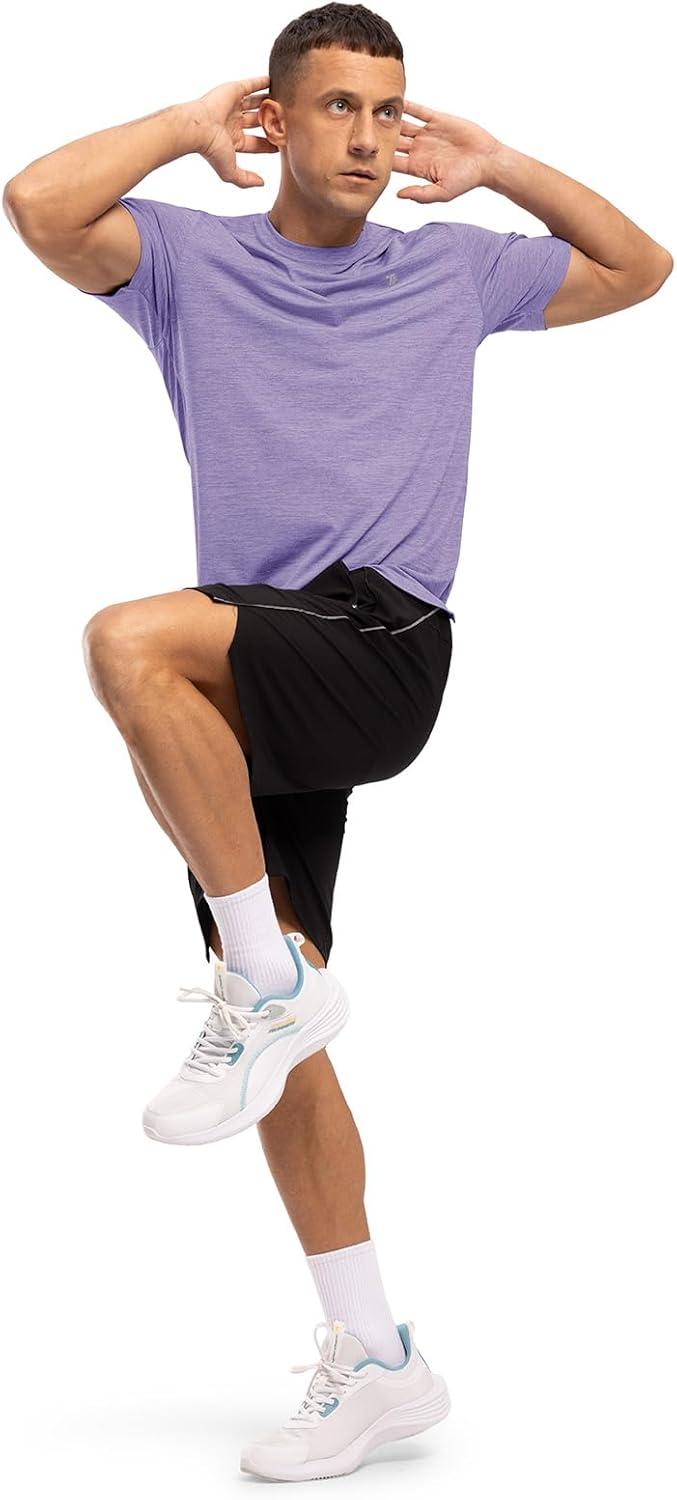 imageTBMPOY Mens Workout Dry Fit TShirt Quick Dry UPF 50 Athletic Shirt Moisture Wicking Lightweight Top Running ActivewearDark Purple