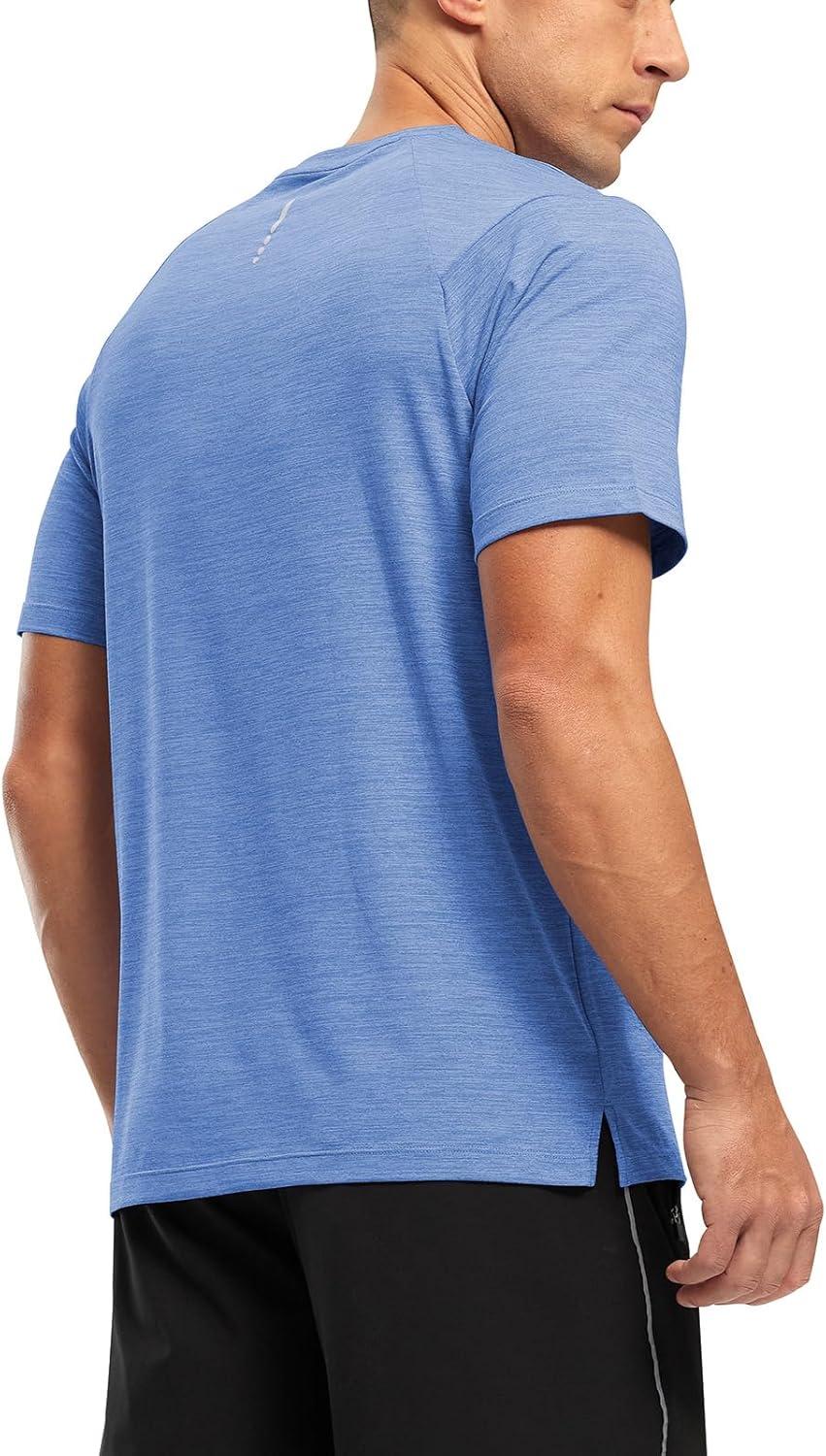 imageTBMPOY Mens Workout Dry Fit TShirt Quick Dry UPF 50 Athletic Shirt Moisture Wicking Lightweight Top Running ActivewearProvence Blue
